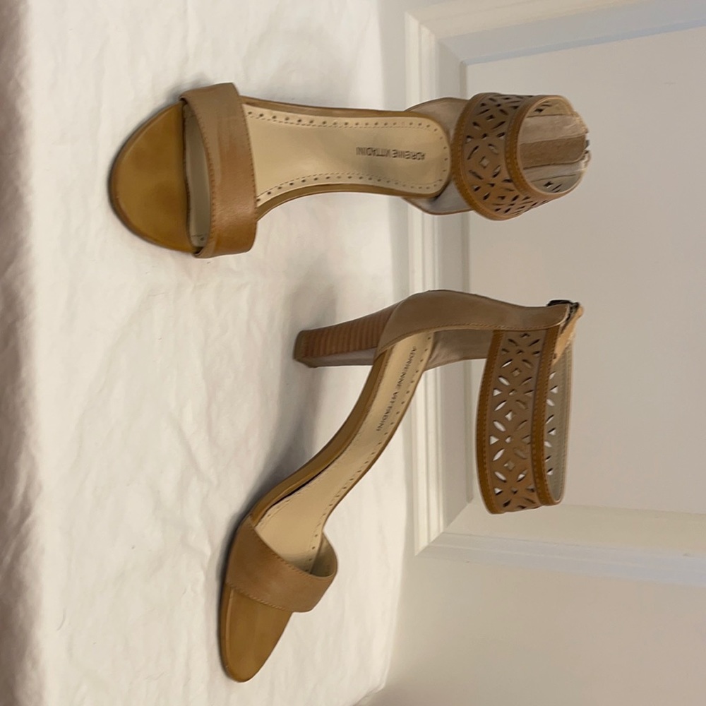 Tan Heels with Zip up Backs
